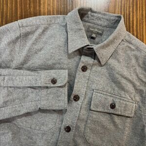 L.L. BEAN Signature Chamois Shirt Mens Medium Regular Slim Fit Gray Long Sleeve